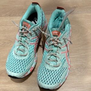 ASICS Women's Aqua and Coral Athletic Shoes
